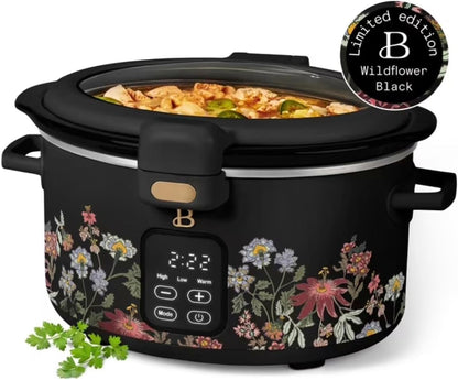 4 Qt Programmable Slow Cooker with Hinged Locking Lid, Wildflower Black Sesame by Drew Barrymore3