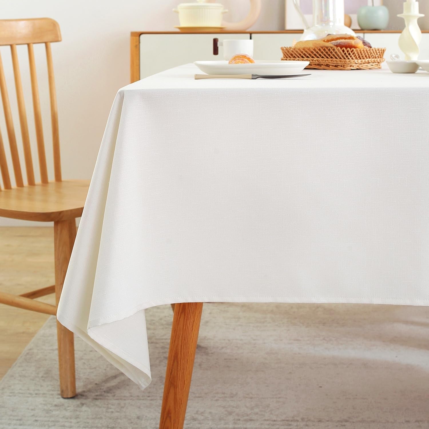 table-cloth-fits-4-foot-table-rectangle-linen-waterproof-textured-white-tablecloth-washable-wrinkle-free-spill-proof-fabric-tablecloths-for-dining-table-farmhouse-52x70-inch