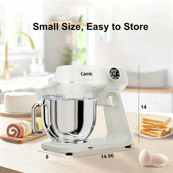 8.45 QT All Metal Stand Mixer,10 Speed Large Capacity Kitchen Mixer with Digital Timer & Tilt-Head, Electric Mixer with Whisk Dough Hook Mixing Beater for Baking,Cakes,Cookie,Bread,Salad (White)8