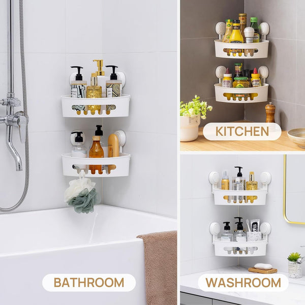 Corner Shower Caddy Suction Cup, Shower Shelves Suction Cup, White9