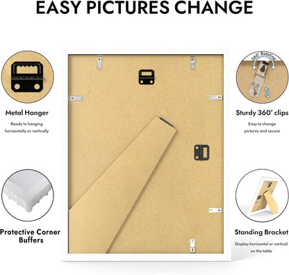 11X14 Picture Frame, Real Glass, 11 X 14 Solid Wood Frame, 1 Pack3