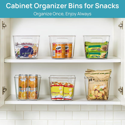 6 Pack Clear Storage Bins, Pantry Cabinet Organizer Bins, Medium3