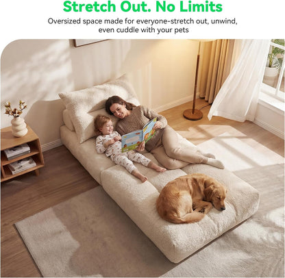 3-In-1 Folding Sofa Bed, Convertible Sleeper Chair Bed, Beige5