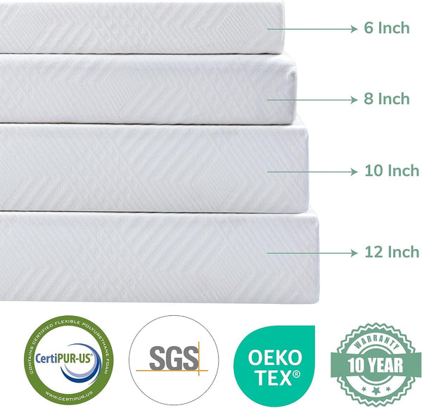 EGO 6 Inch Full Memory Foam Mattress - Green Tea & Cooling Gel, Medium Firm, Certipur-Us Certified, Double Mattress, 54"X75", White6