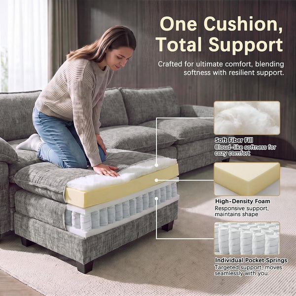 118.9" L Shaped Cloud Couch, Modular Sectional Sofa for Living Room8