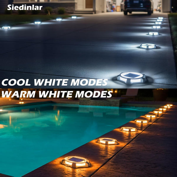 Solar Deck Lights Outdoor 2 Modes LED 16 Pack White/Warm Lighting2