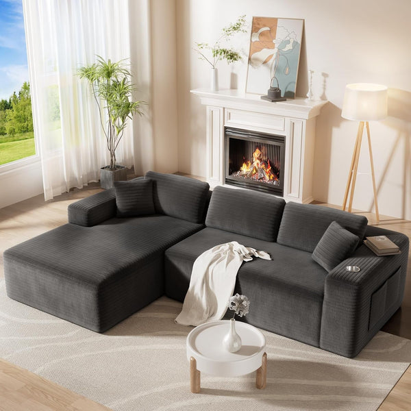 108" L-Shaped Boneless Sectional Sofa, Cloud Couch in One Box1
