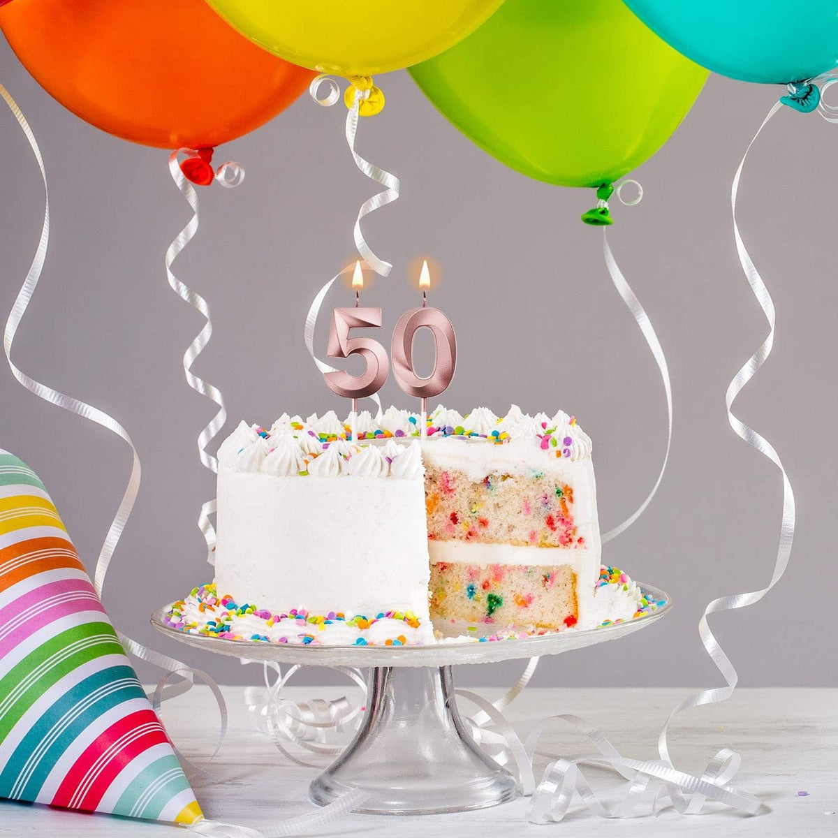 50th-5th-birthday-number-candles-cake-topper-rose-gold-metallic