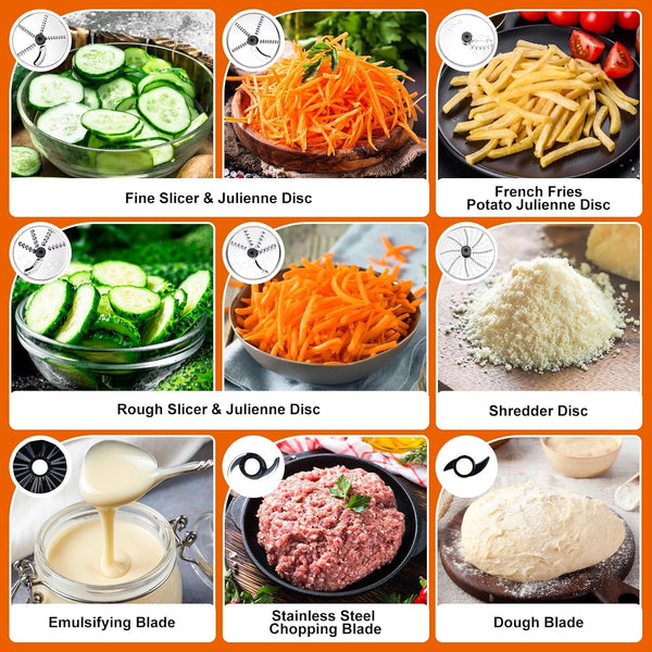 16 Cup Food Processor Large, 9-In-1 for Home Kneader, French Fries | Multifunctions for Cheese Grating, Salad Veggie Chopper/ Slice/Julienne, Shred Large Family Week Meal Prep, Dishwasher Safe4