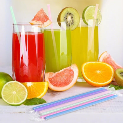 [Individually Wrapped] 100Pcs Disposable Plastic Drinking Straws - 8.26" Long and 0.24 Diameter Colorful Cute Straws for Juice,Coffee,Milk,Cocktail, Bachelorette/Birthday Party, Bridal/Baby Shower6