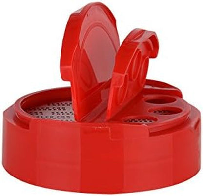 6 Pcs Red Shaker & Pour Spice Caps for Mason Jars with Hot Freshness Seal Lid - 70/450 Finish for Regular Mouth Mason Jars - Made in the USA1