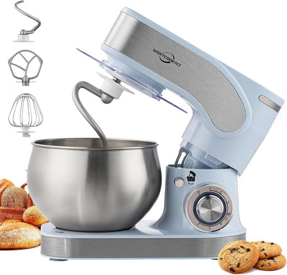3-IN-1 Electric Stand Mixer 5.3QT 6-Speed with Pulse Function Blue |  Kitchen Mixer for Daily Use with Whisk,Dough Hook,Flat Beater&Splash Guard, for Baking Bread,Cookies and Cake1