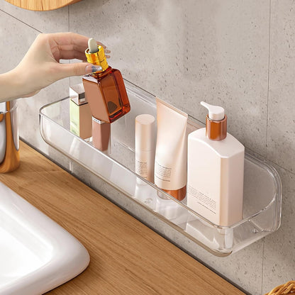 Acrylic Wall Mounted Shower Caddy, Large, Adhesive Bathroom Shelves1