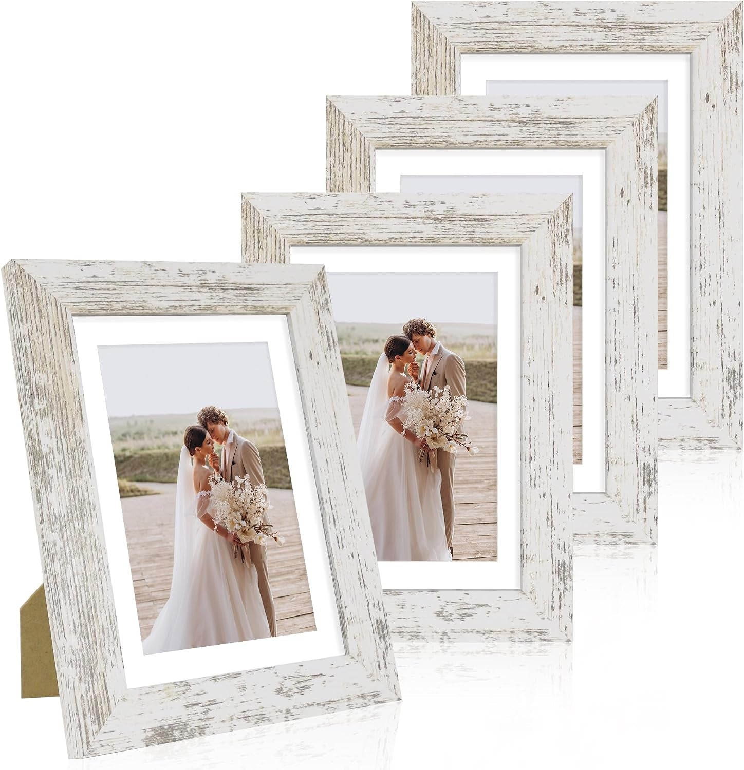 5x7-picture-frame-set-of-4-made-of-real-glass-and-distressed-white-wooden-frame-5-by-7-photo-for-wall-or-tabletop-display-picture-4x6-with-mat-or-5x7-without-mat