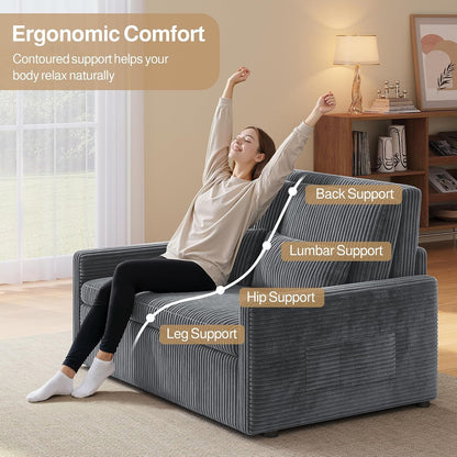 77.2'' Extended Pull Out Sofa Bed, 3-In-1 Sleeper Couch, Dark Gray7