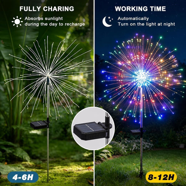 150 LED Solar Fireworks Lights Outdoor Waterproof Multicolor 4 Pack 8 Modes3