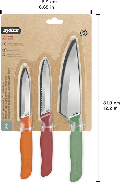 Classic 3 Piece Knife Set, Sharp Stainless Steel, Non Slip Soft Grip Handles, 3 X Professional Kitchen Knives with Protection Covers, Dishwasher Safe11