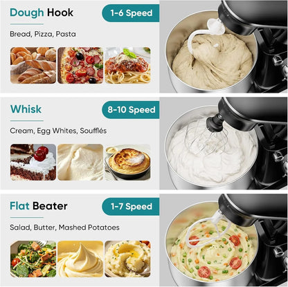 4.2 Qt Stand Mixer, 10-Speed Tilt-Head Electric Mixer for Baking | Include Dough Hook, Whisk, Flat Beater & Splash Lid, 10 Speeds Handle Cakes, Cookies & Bread Dough, Compact, Easy-Clean Bowl3