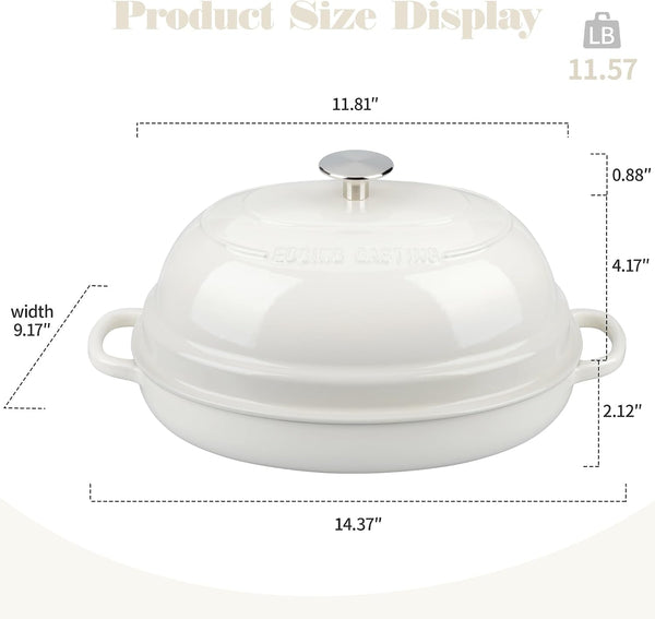 Enameled Oval Cast Iron Dutch Oven Pot with Lid, Bread Dutch Oven for Sourdough Bread Baking, Dutch Oven Bread, Bread Oven, 6QT, White2