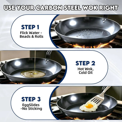 10" Carbon Steel Frying Pan, Pre-Seasoned Nonstick & Chemical-Free | Detachable Silicone Handle Cover, Oven & Dishwasher Safe, Induction Compatible, Chemical-Free Cooking Surface5