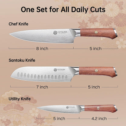 3 PCS Japanese Kitchen Knife Set with Full Tang Rosewood Handle | Razor Sharp High Carbon Stainless Steel Chef Knives, Premium Gift Box for Home Chefs6