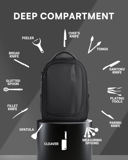 Chef Knife Backpack with Waterproof Pocket, 30+ Pockets for Knives and Tools, Knife Bags for Chefs Professional Culinary Apprentice Private Chefs, Pocket for Tablet Laptop (Knife Not Included)9