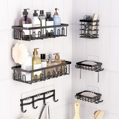 4 Pack Shower Shelf Adhesive Replacement, No Drilling Transparent Adhesive Hooks Stickers, Strong Wall Hook Strip for Shower Caddy Basket and Bathroom Shelf, Kitchen Racks (3 Hooks)7