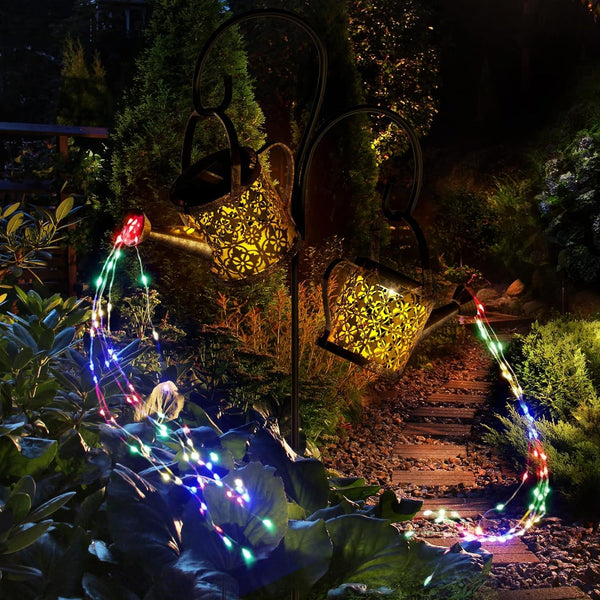 Solar Watering Can Lights Outdoor with 8 Multi-Color Changing Modes, IP65 Waterproof Landscape Light Garden Decor, One Pole Two Lights outside Decorations for Lawn, Backyard, Patio, Chrismas7