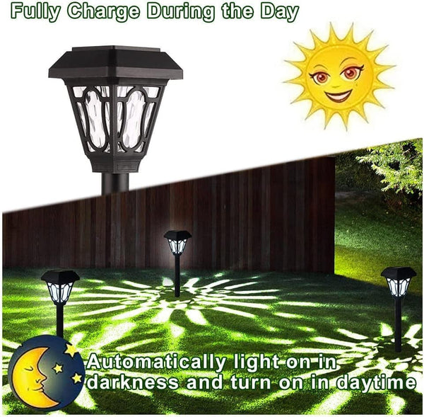 12 Pack Solar Lights with Cute Light Patten, 3 Lumens Cool White Led, for Pathway,Path, Patio, Yard, Driveway, Walkway, Lawn and Garden5
