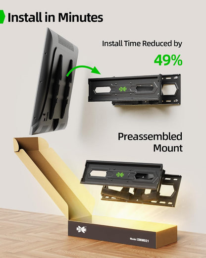 TV Wall Mount for 32-74 Inch Flat Screen/Led/4K up to 110Lbs, Full Motion TV Mount Bracket with Swivel & Tilt Articulating Dual Arms, Max VESA 400X400Mm, Fits 12/16" Wood Studs3