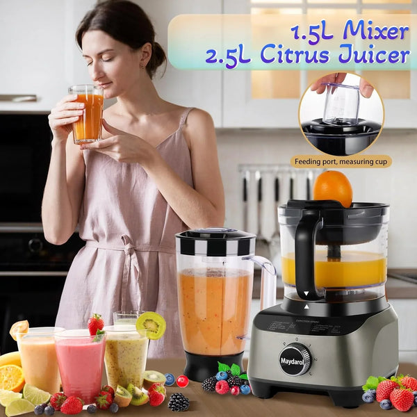 11-In-1 Food Processor and Blender Combo, 14 Cup Food Processor with Large Chute, 51 Oz for Smoothies & Ice, for Chopping, Grinding, Slicing, Shredding, Purees & Dough, Dishwasher Safe3