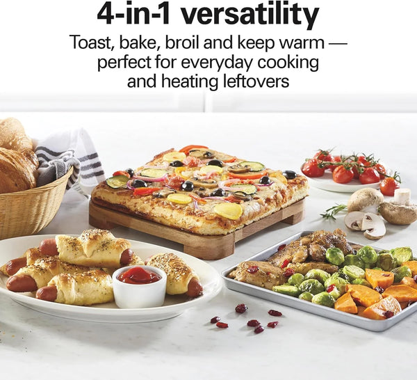 Countertop Toaster Oven & Pizza Maker Large 4-Slice Capacity, Stainless Steel (31401) | Bake, Broil, Toast | 30 Minute Timer | Automatic Shut off | 150 to 450ºf Adjustable Temp | Stainless Steel | 31401J3