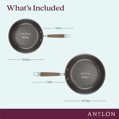 Advanced Home Hard-Anodized Non Stick Frying Pans Set | Durable Nonstick Frying Pan Set 10" & 12", Suregrip Handle, Easy to Clean, Dishwasher & Oven Safe (Bronze)2