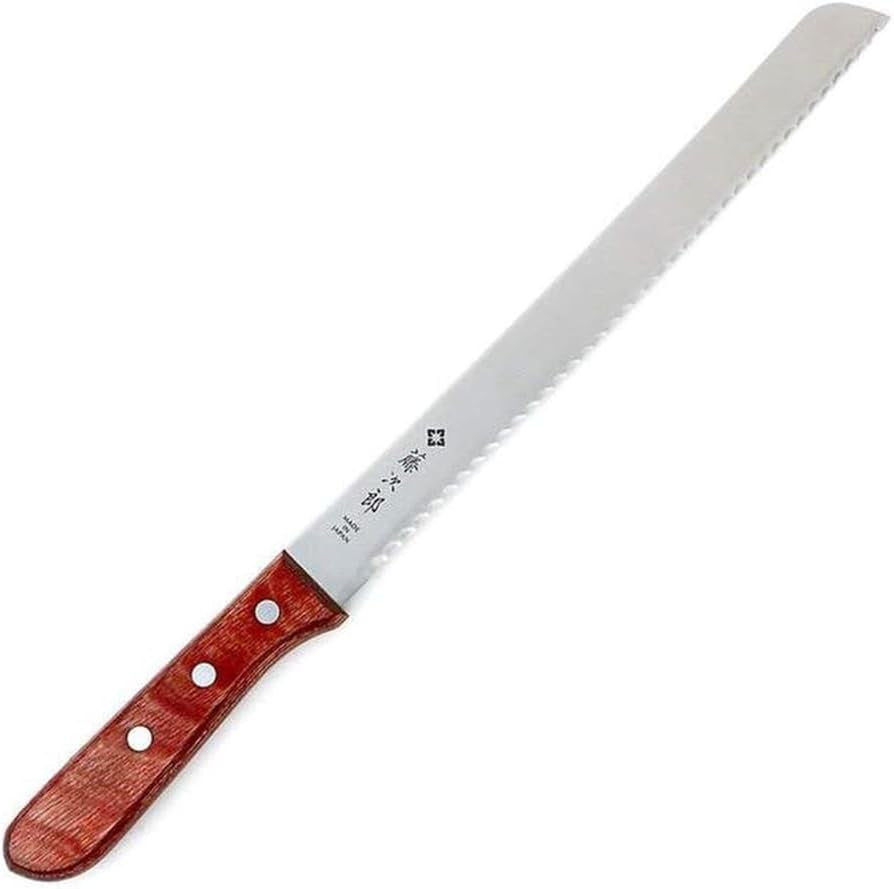 japan-hand-made-bread-knife-slicer-cutter-14-75-stainless-and-wood-reinforced-laminated-material