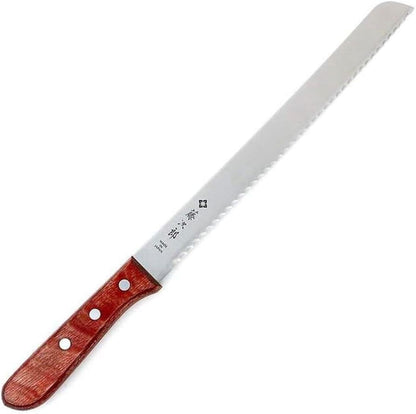 Japan Hand Made Bread Knife Slicer Cutter, 14.75", Stainless and Wood - Reinforced Laminated Material1