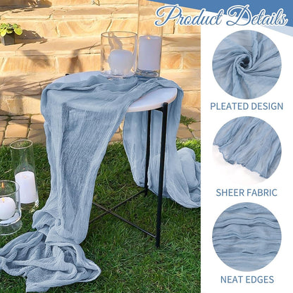 10 Pack Dusty Blue Cheesecloth Table Runner 17X108 Inch Boho Gauze Cheese Cloth Table Runners for Wedding Party Baby Shower Birthday Home Decor3