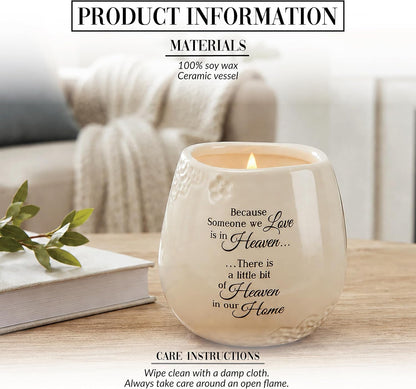 Pavilion 'In Memory, a Bit of Heaven' 19177 - White Ceramic Candle with Soy Wax in a Delicate Floral Scent, Thoughtful Sympathy, Remembrance, and Condolence Gift - 8 Ounces2