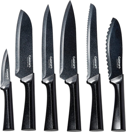 Cutlery Knife Set, 12Pc Metallic Cutlery Knife Set with Blade Guard , Lightweight, Stainless Steel, Durable & Dishwasher Safe, C55-12Pmb,Black1