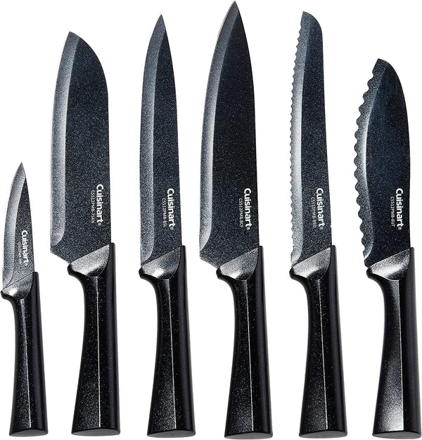 Cutlery Knife Set, 12Pc Metallic Cutlery Knife Set with Blade Guard , Lightweight, Stainless Steel, Durable & Dishwasher Safe, C55-12Pmb,Black1