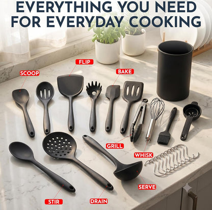 25 Pcs Silicone Cooking Utensils Set - Non-Stick Silicone Kitchen Utensils6