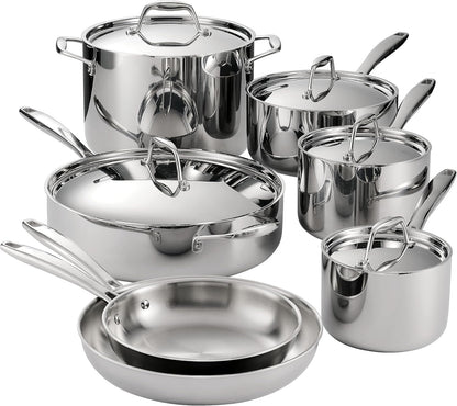 Signature Tri-Ply Clad Stainless Steel 12-Pc Pots and Pans Set | Cookware Kitchen Set, Induction-Ready, Dishwasher-Safe, Nsf-Certified, Made in Brazil1