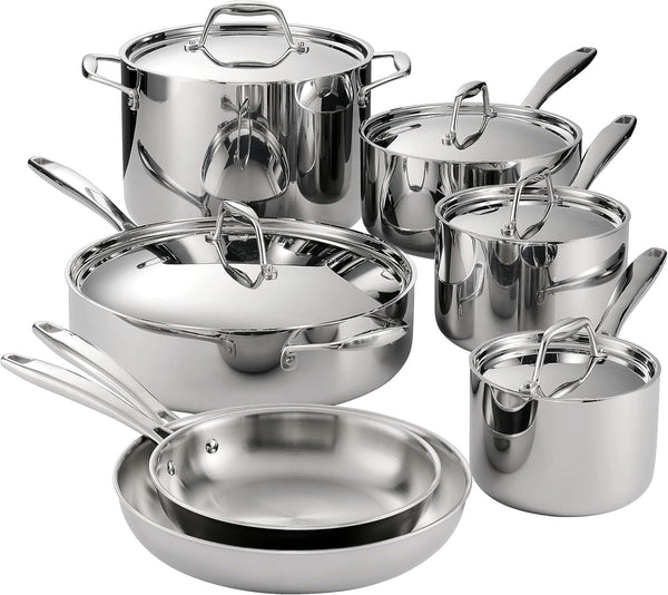 Signature Tri-Ply Clad Stainless Steel 12-Pc Pots and Pans Set | Cookware Kitchen Set, Induction-Ready, Dishwasher-Safe, Nsf-Certified, Made in Brazil1