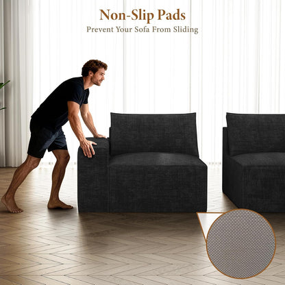 143.7" Large Boneless Sectional Couch, 7 Seater Sofas, Black5