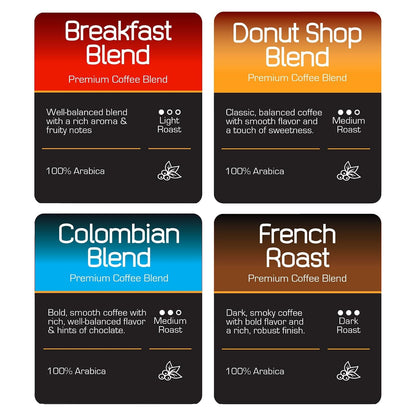 Single Serve Coffee Pods for Keurig K-Cup Brewers, Variety Pack, Light Roast, Medium Roast, Dark Roast, 100 Count (25 Each: Breakfast Blend, Donut Shop, French Roast, Colombian) | Variety Pack Includes 25 Breakfast Blend, 25 Donut Shop, 25 French Roast, 22