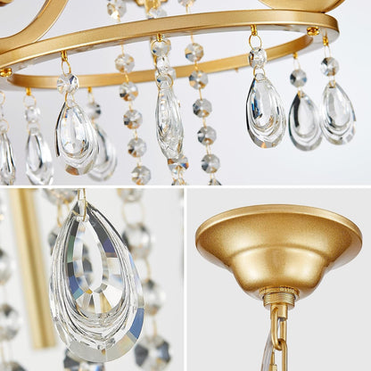 Small Crystal Chandelier, 3-Lights Modern Crystal Chandeliers for Dinning Room, Wagon Wheel Gold Chandelier, Farmhouse Hanging Pendant Light Fixture for Bedroom Hallway Entryway Bar Kitchen Bathroom6