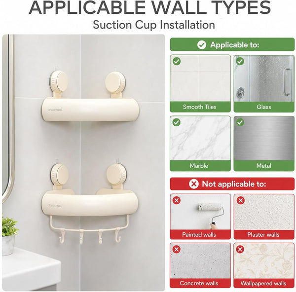 Corner Shower Caddy Suction Cup, Removable Bath Organizer Shelf5