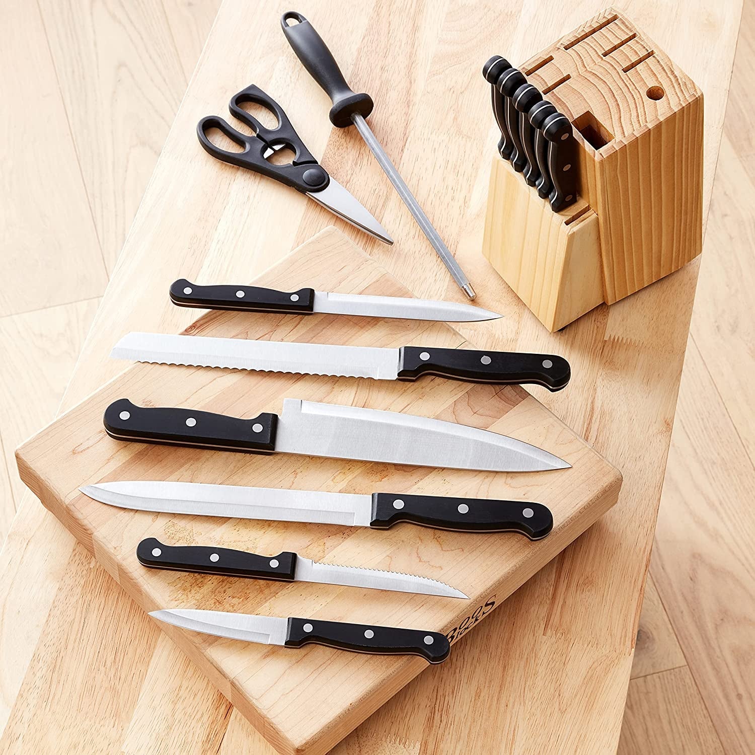 14-piece-high-carbon-stainless-steel-kitchen-knife-set-with-full-tang-construction-ergonomic-handles-sharpener-and-pinewood-block-black