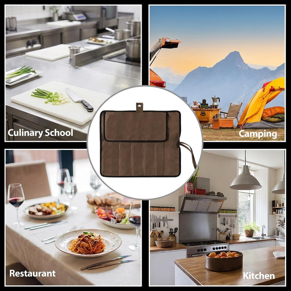 Chef’S Knife Roll Bag, Portable Canvas Cases, Chef Bag with 5 Slots Pockets Can Hold Kitchen Knife Tools up to 15 Inch4