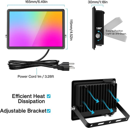 120W RGB Flood Lights with Remote, 2700K Warm White LED Flood Light9