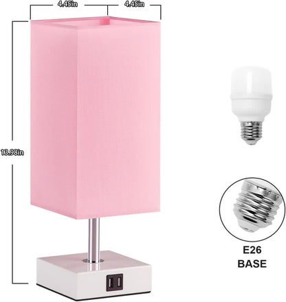 Pink Touch Table Lamp for Bedroom - Dimmable, USB C+A, Girls Bedside Lamp2
